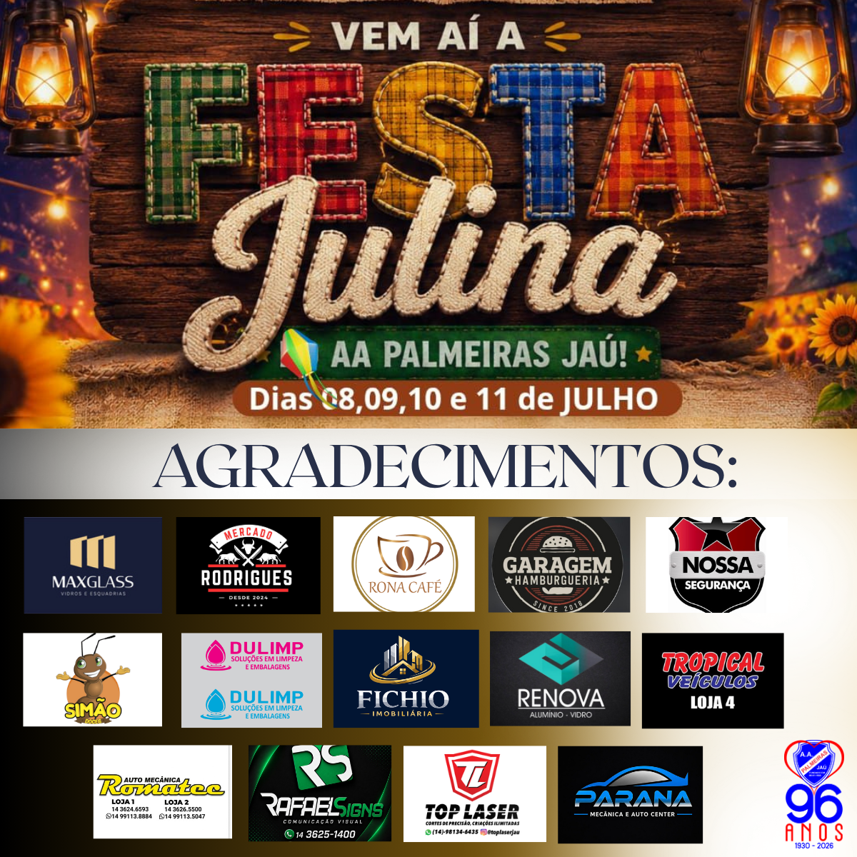 Banner Patrocinadores - Festa Julina